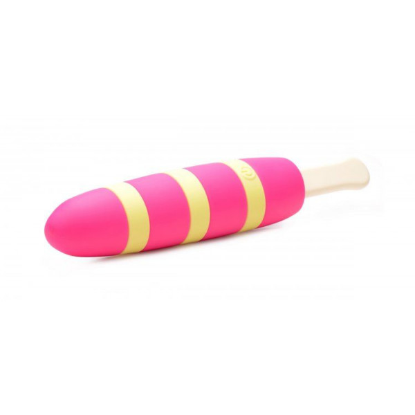 Ярко-розовый вибростимулятор-эскимо 10X Popsicle Vibrator - 21,6 см.