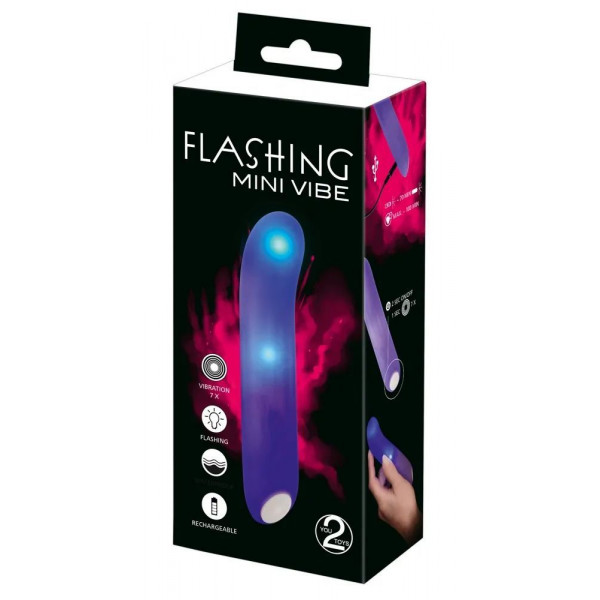 Фиолетовый мини-вибратор Flashing Mini Vibe - 15,2 см.