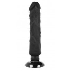 Черный вибратор на присоске Basecock Realistic Vibrator 2in1 - 20 см.