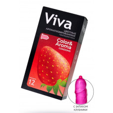 Цветные презервативы VIVA Color Aroma с ароматом клубники - 12 шт.