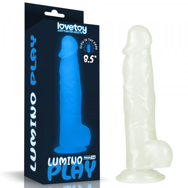 Прозрачный, светящийся в темноте фаллоимитатор Lumino Play Dildo - 21,5 см.