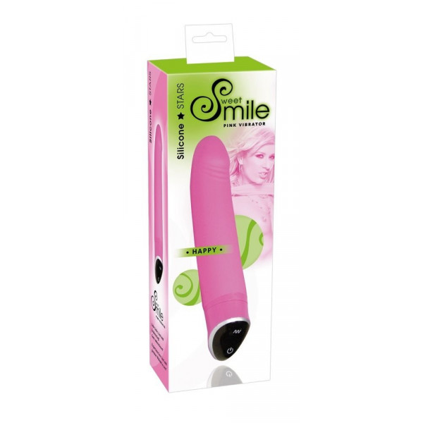 Розовый вибратор Smile Happy - 22 см.