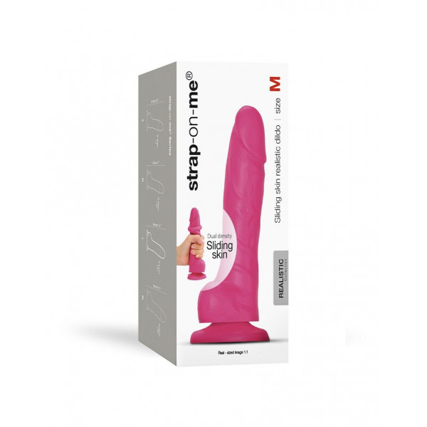 Розовый фаллоимитатор Strap-On-Me Sliding Skin Realistic Dildo size M