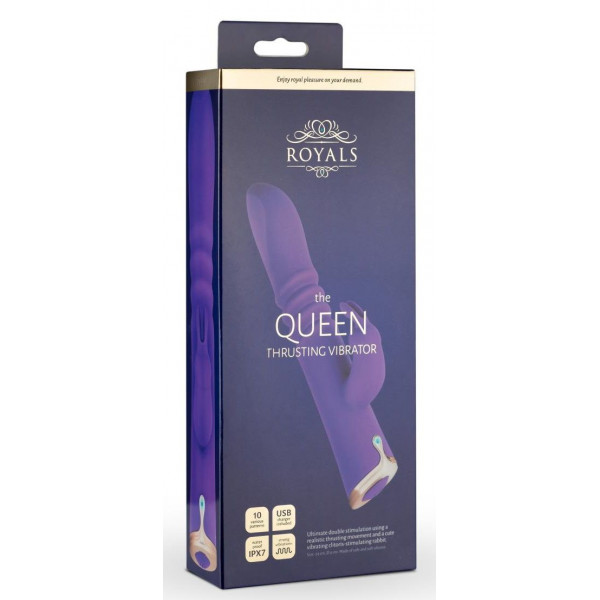 Фиолетовый вибратор-кролик The Queen Thrusting Vibrator - 29 см.