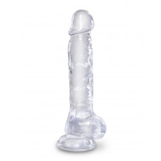 Прозрачный фаллоимитатор 8" Cock with Balls - 22,2 см.