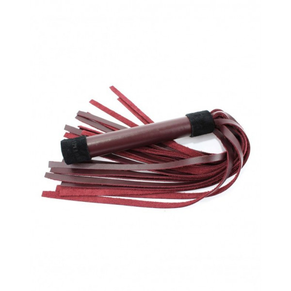 Бордовая плеть Maroon Leather Whip с гладкой ручкой - 45 см.