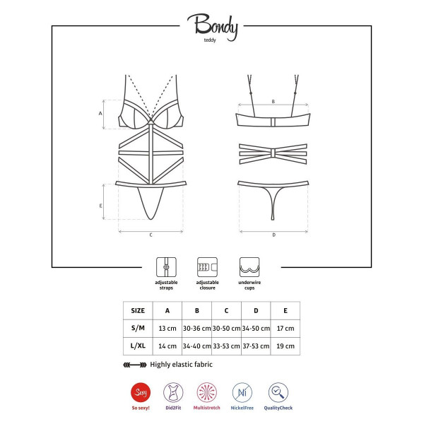 Полупрозрачный тедди Bondy с широкими лентами