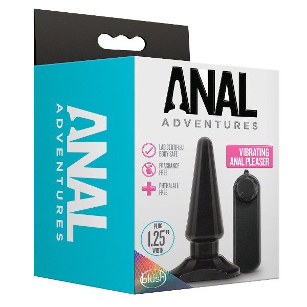 Черная анальная пробка с вибрацией Basic Vibrating Anal Pleaser - 10,2 см.