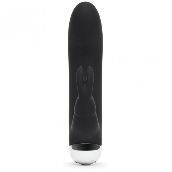 Черный вибратор с клиторальным отростком Greedy Girl Mini Rabbit Vibrator - 14 см.