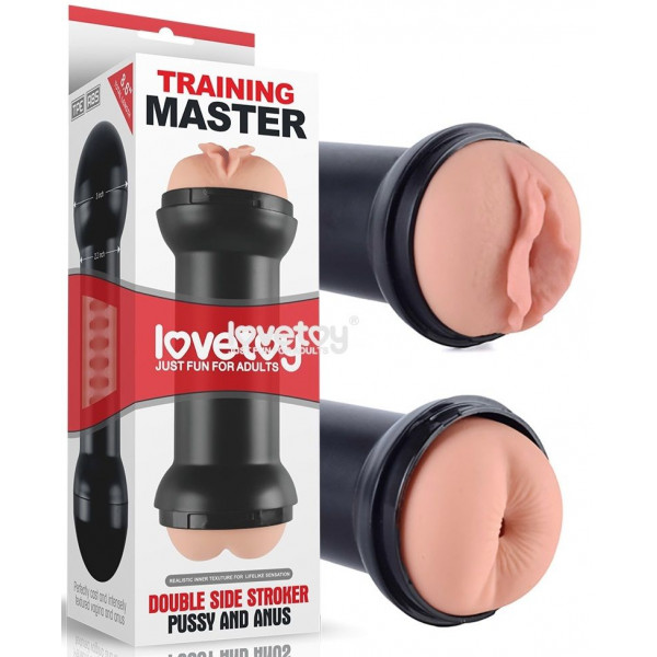 Телесный двусторонний мастурбатор Training Master Double Side Stroker Pussy and Anus