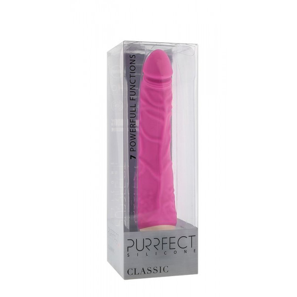 Розовый вибратор-реалистик с венками PURRFECT SILICONE CLASSIC 7.1INCH PINK  - 18 см.