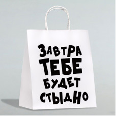 Подарочный пакет "Завтра тебе будет стыдно" - 30 х 24 см.