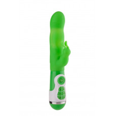 Зеленый вибратор с клиторальным стимулятором INSTYLE DUO VIBRATOR 5.5INCH - 14 см.