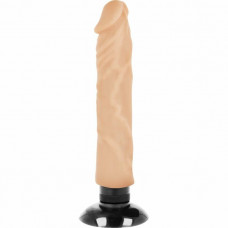 Телесный вибратор на присоске Basecock Realistic Vibrator 2in1 - 20 см.