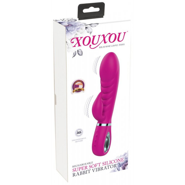 Лиловый вибратор-кролик Super Soft Silicone Rabbit Vibrator - 20,2 см.