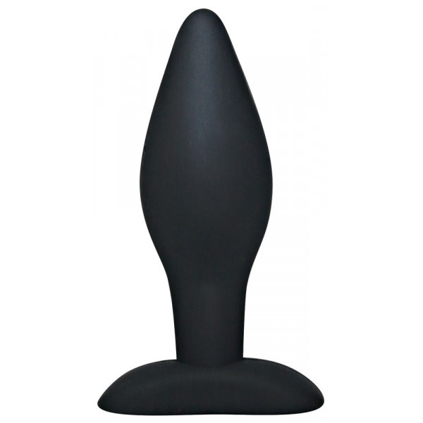 Чёрный анальный стимулятор Silicone Butt Plug Large - 12 см.