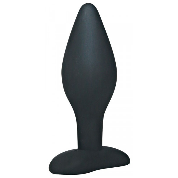 Чёрный анальный стимулятор Silicone Butt Plug Large - 12 см.