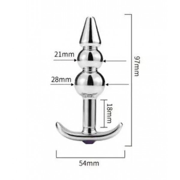 Металлическая анальная пробка-пирамидка с прозрачным кристаллом - 9,7 см.