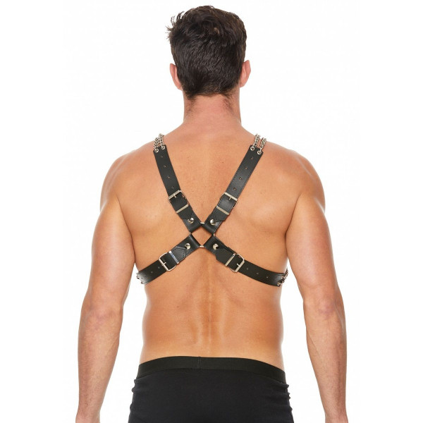 Черная мужская портупея Chain And Chain Harness