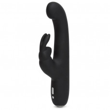 Чёрный вибратор Slimline G-Spot Rechargeable Rabbit Vibrator - 24,1 см.