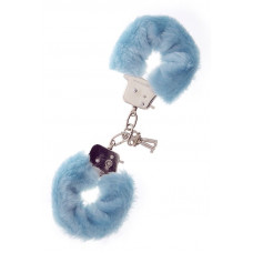 Голубые меховые наручники METAL HANDCUFF WITH PLUSH BLUE