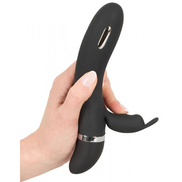 Черный вибратор-кролик с электростимуляцией E-Stim Rabbit Vibrator - 19,3 см.