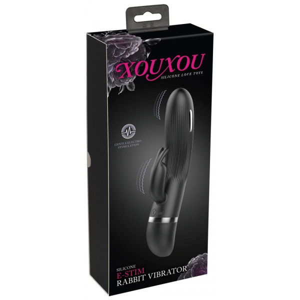 Черный вибратор-кролик с электростимуляцией E-Stim Rabbit Vibrator - 19,3 см.