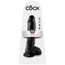 Реалистичный чёрный фаллоимитатор-гигант 10  Cock with Balls - 25,4 см.