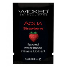 Лубрикант с ароматом клубники Wicked Aqua Strawberry - 3 мл.