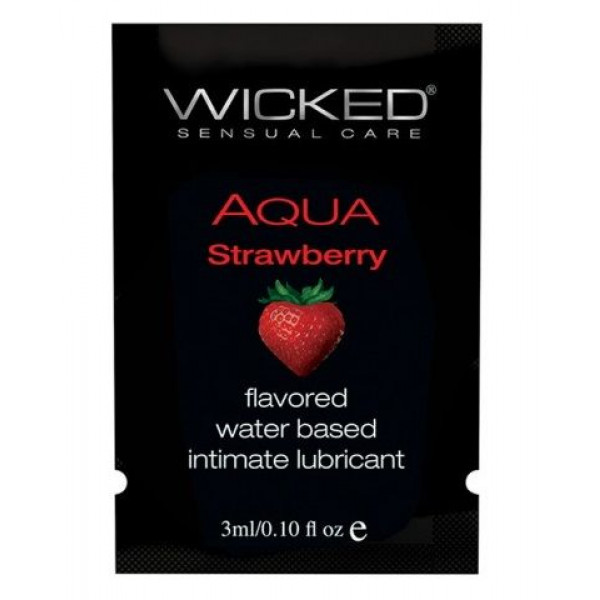 Лубрикант с ароматом клубники Wicked Aqua Strawberry - 3 мл.