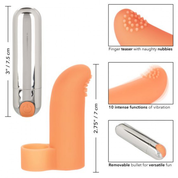 Оранжевая пулька-насадка на палец Finger Tickler - 8,25 см.