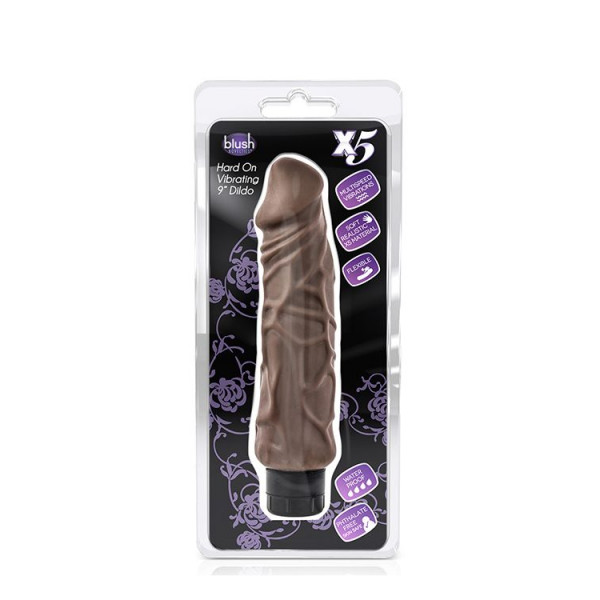 Коричневый вибратор-реалистик Hard On Vibrating 9  Dildo - 22,8 см.