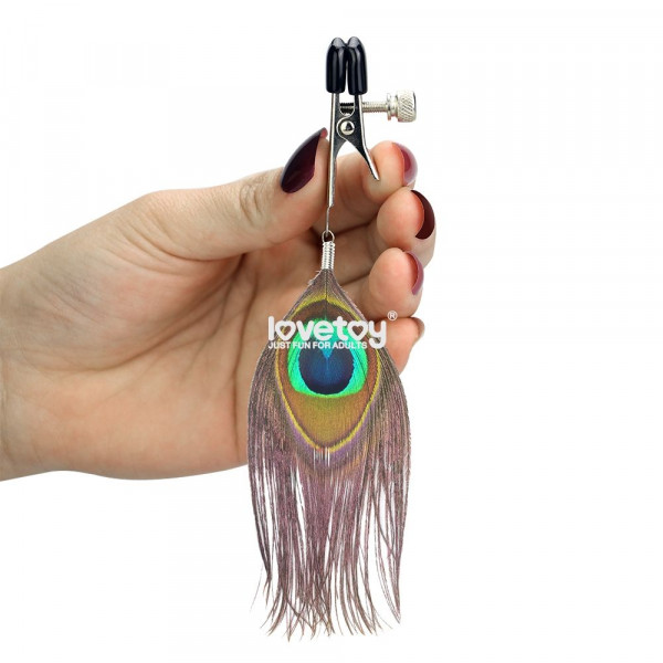 Зажимы на соски с павлиньими перьями Nipple Clamp With Peacock Feather Trim