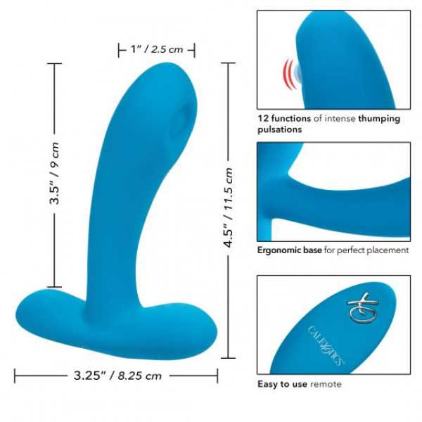 Голубой массажер простаты Silicone Remote Pulsing Pleaser - 11,5 см.