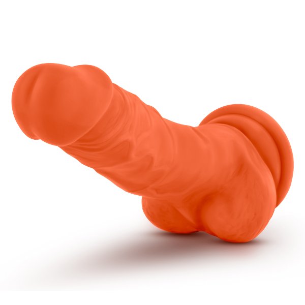 Оранжевый фаллоимитатор 7.5 Inch Silicone Dual Density Cock with Balls - 19 см.