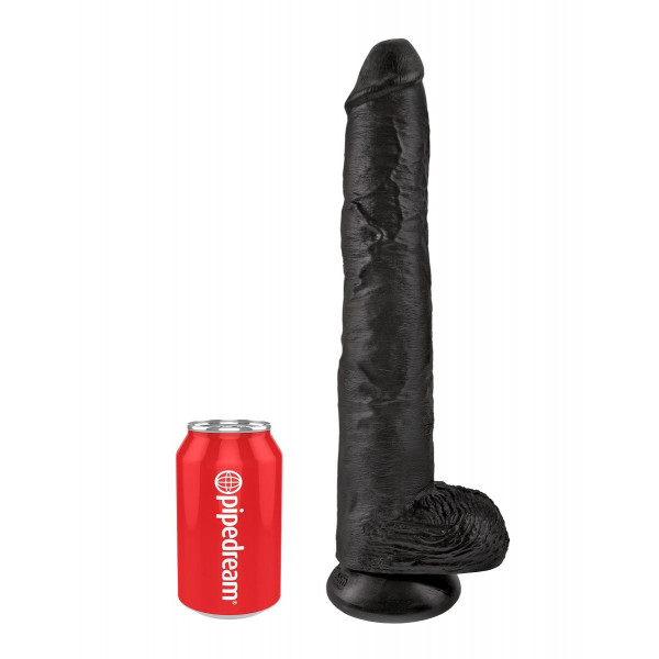 Чёрный фаллоимитатор-гигант 14  Cock with Balls - 37,5 см.