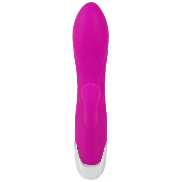 Лиловый вибратор-кролик Super Soft Silicone Sucking Vibrator - 20 см.