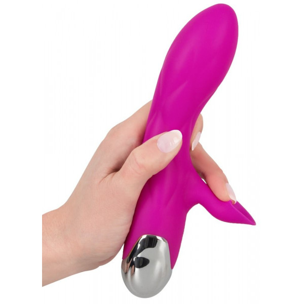 Лиловый вибратор-кролик Super Soft Silicone Sucking Vibrator - 20 см.