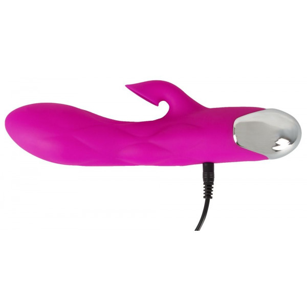 Лиловый вибратор-кролик Super Soft Silicone Sucking Vibrator - 20 см.