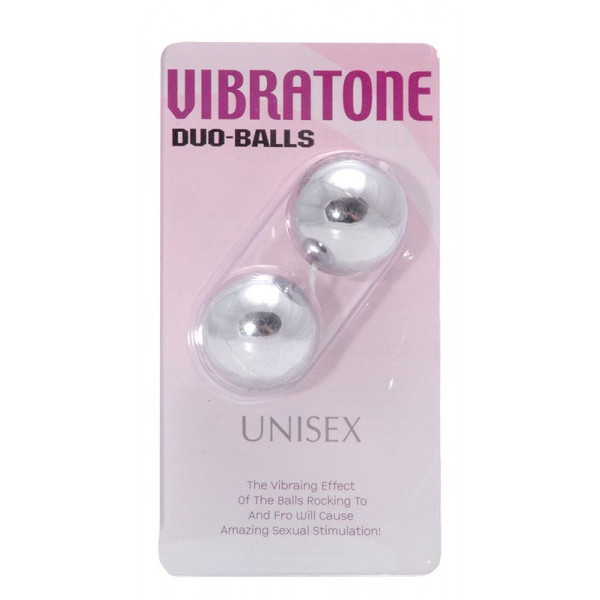 Серебристые шарики VIBRATONE DUO BALLS SILVER BLISTERCARD