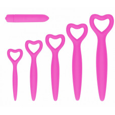 Набор розовых вагинальных расширителей с вибропулей Silicone Vaginal Dilator Set