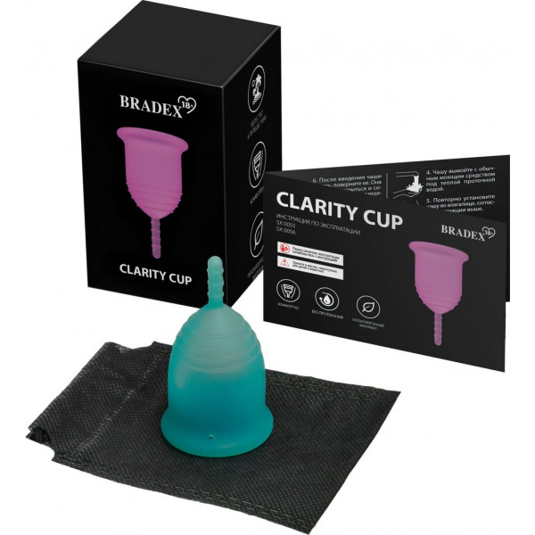 Бирюзовая менструальная чаша Clarity Cup S