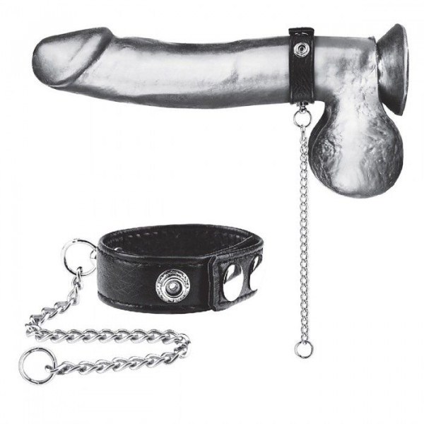 Утяжка на пенис с поводком Snap Cock Ring With 12  Leash